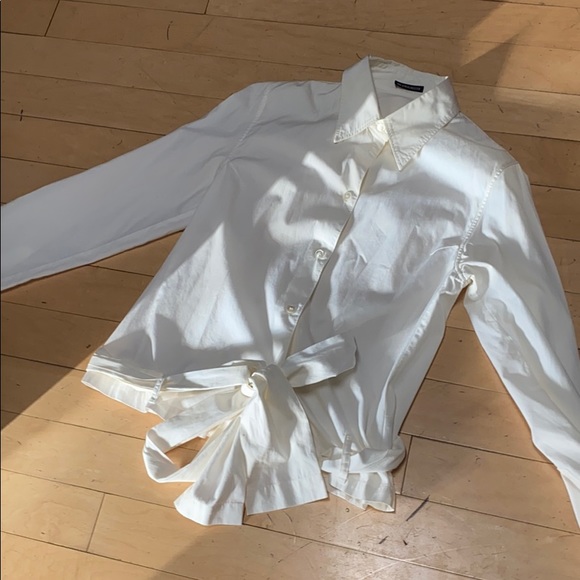 COPY - Ann Demuelemeester white shirt with self t… - Picture 2 of 13